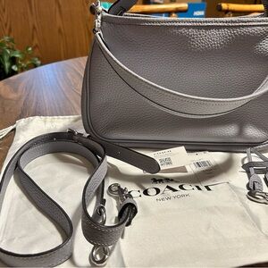 Coach Cary Gray Shoulder Bag Pebbled Leather